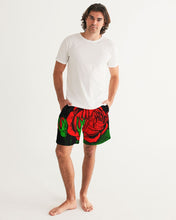 Load image into Gallery viewer, ROSE SWIM TRUNKS - BLACK Men's All-Over Print Swim Trunk