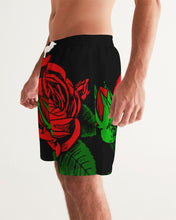 Load image into Gallery viewer, ROSE SWIM TRUNKS - BLACK Men's All-Over Print Swim Trunk