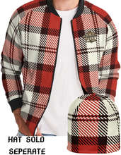 Load image into Gallery viewer, SF FANNEL - BURGUNDY/CREAM/BLACK Men's Bomber Jacket