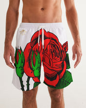 Load image into Gallery viewer, ROSE SWIM TRUNKS - WHITE Men's All-Over Print Swim Trunk