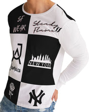 Load image into Gallery viewer, SF WEAR FLAVA - BLACK/WHITE Men's All-Over Print Long Sleeve Tee