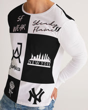 Load image into Gallery viewer, SF WEAR FLAVA - BLACK/WHITE Men's All-Over Print Long Sleeve Tee