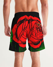 Load image into Gallery viewer, ROSE SWIM TRUNKS - BLACK Men's All-Over Print Swim Trunk