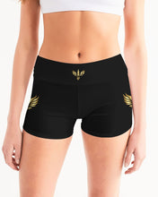 Load image into Gallery viewer, FLYING FLAME - BLACK Women's Mid-Rise Yoga Shorts