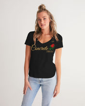 Load image into Gallery viewer, CONCRETE ROSE GOLD - BLACK Women's V-Neck Tee
