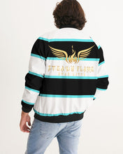 Load image into Gallery viewer, KJR 24 (STEADY FLAME)- BLACK/WHITE/TURQUOISE Men's Bomber Jacket
