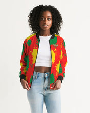 Load image into Gallery viewer, SPLASH FEMALE/RASTA - RED Women's Bomber Jacket