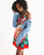 Load image into Gallery viewer, ROSE FLOWERY DRESS - WHITE Women's All-Over Print Racerback Dress