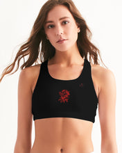 Load image into Gallery viewer, RED ROSE - BLACK TOP Women's Seamless Sports Bra
