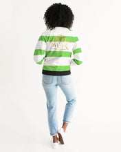 Load image into Gallery viewer, FEMALE 2 TONE - WHITE/SHOCKING COLOR GREEN Women's Bomber Jacket