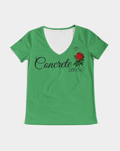 Load image into Gallery viewer, CONCRETE ROSE -LIGHT GREEN Women's V-Neck Tee