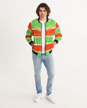 Load image into Gallery viewer, MJ1 (STEADY FLAME 3 TONE)WHITE/ORANGE/SHOCKING GREEN Men's Bomber Jacket