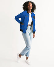 Load image into Gallery viewer, LIFE A GAMBLE. LETS PLAY - BLUE FEMALE JACKET Women's Bomber Jacket