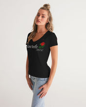 Load image into Gallery viewer, CONCRETE ROSE WHITE - BLACK Women's V-Neck Tee