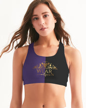 Load image into Gallery viewer, SF WEAR 2 TONE Athletic Wear Top - black/purple Women's Seamless Sports Bra