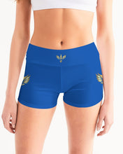 Load image into Gallery viewer, FLYING FLAME - BLUE Women's Mid-Rise Yoga Shorts