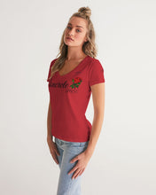 Load image into Gallery viewer, CONCRETE ROSE - DARK RED Women's V-Neck Tee