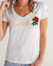 Load image into Gallery viewer, CONCRETE ROSE GOLD - WHITE Women's V-Neck Tee