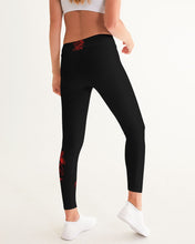 Load image into Gallery viewer, RED ROSE - BLACK BOTTOM Women's Yoga Pants
