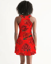Load image into Gallery viewer, LEFTSIDE FLOWERY ROSE - RED Women's All-Over Print Racerback Dress
