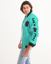 Load image into Gallery viewer, LIFE A GAMBLE " LETS PLAY" - TURQUOISE Men's Bomber Jacket