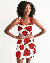 Load image into Gallery viewer, FULLY RED ROSES DRESS - WHITE Women's All-Over Print Racerback Dress