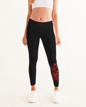 Load image into Gallery viewer, RED ROSE - BLACK BOTTOM Women's Yoga Pants