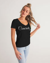 Load image into Gallery viewer, CONCRETE ROSE WHITE - BLACK Women's V-Neck Tee