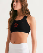 Load image into Gallery viewer, RED ROSE - BLACK TOP Women's Seamless Sports Bra