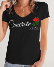 Load image into Gallery viewer, CONCRETE ROSE WHITE - BLACK Women's V-Neck Tee