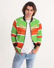 Load image into Gallery viewer, MJ1 (STEADY FLAME 3 TONE)WHITE/ORANGE/SHOCKING GREEN Men's Bomber Jacket