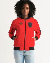 Load image into Gallery viewer, LIFE A GAMBLE. LETS PLAY - RED FEMALE JACKET Women's Bomber Jacket