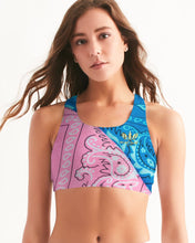 Load image into Gallery viewer, 2 TONE BANDANA - PINK/BLUE Women's Seamless Sports Bra
