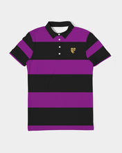Load image into Gallery viewer, SF 2 TONE POLO - PURPLE/BLACK Men's Slim Fit Short Sleeve Polo