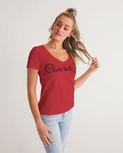 Load image into Gallery viewer, CONCRETE ROSE - DARK RED Women's V-Neck Tee