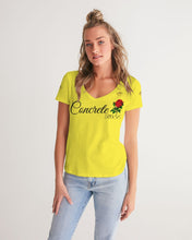 Load image into Gallery viewer, CONCRETE ROSE - YELLOW Women's V-Neck Tee