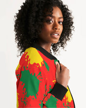 Load image into Gallery viewer, SPLASH FEMALE/RASTA - RED Women's Bomber Jacket