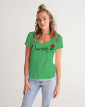 Load image into Gallery viewer, CONCRETE ROSE -LIGHT GREEN Women's V-Neck Tee