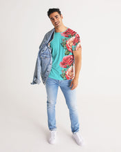 Load image into Gallery viewer, LEFTSIDE FULLY ROSE - TURQUOISE Men's Tee