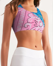 Load image into Gallery viewer, 2 TONE BANDANA - PINK/BLUE Women's Seamless Sports Bra