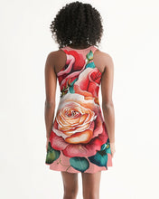 Load image into Gallery viewer, LEFTSIDE FLOWERY ROSE - DARK PINK Women's All-Over Print Racerback Dress