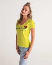 Load image into Gallery viewer, CONCRETE ROSE - YELLOW Women's V-Neck Tee