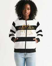 Load image into Gallery viewer, 2 TONE STRIPE - BLACK/WHITE Women's Bomber Jacket