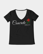 Load image into Gallery viewer, CONCRETE ROSE WHITE - BLACK Women's V-Neck Tee