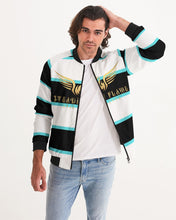 Load image into Gallery viewer, KJR 24 (STEADY FLAME)- BLACK/WHITE/TURQUOISE Men's Bomber Jacket