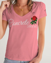 Load image into Gallery viewer, CONCRETE ROSE - PINK Women's V-Neck Tee