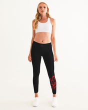 Load image into Gallery viewer, RED ROSE - BLACK BOTTOM Women's Yoga Pants