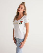 Load image into Gallery viewer, CONCRETE ROSE GOLD - WHITE Women's V-Neck Tee