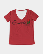 Load image into Gallery viewer, CONCRETE ROSE - DARK RED Women's V-Neck Tee
