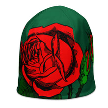 Load image into Gallery viewer, GREEN ROSE BEANIE